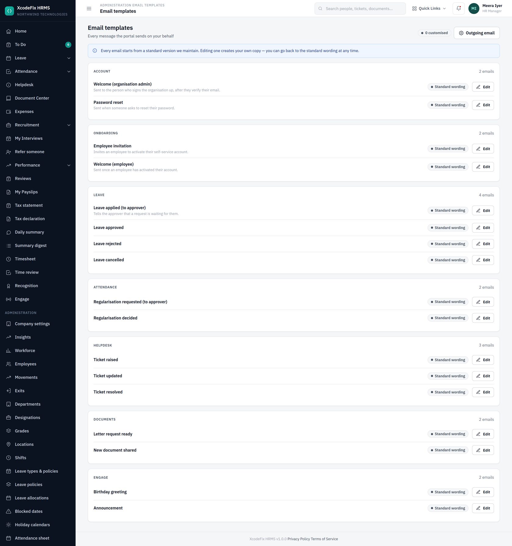 Email templates