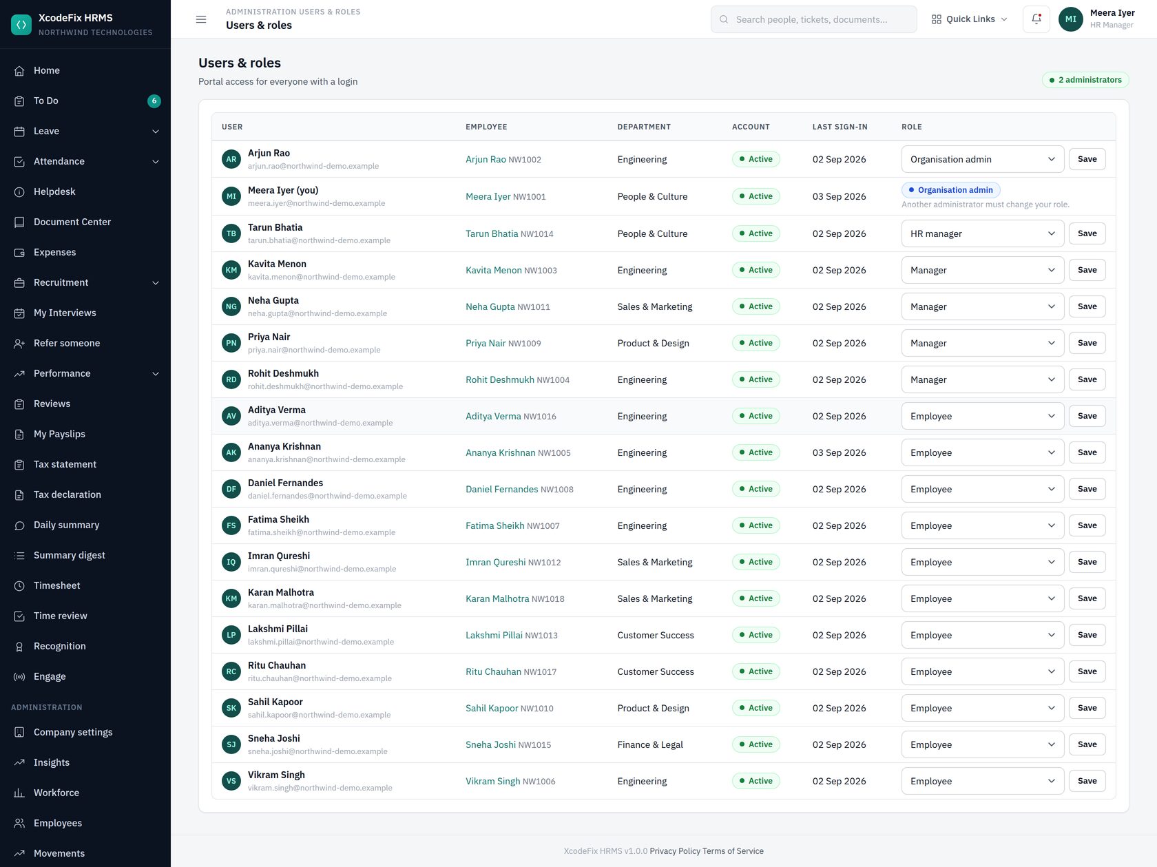 Users and roles